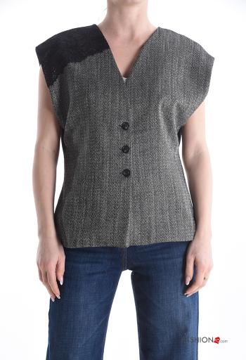 Chaleco encaje con botones con cuello en v