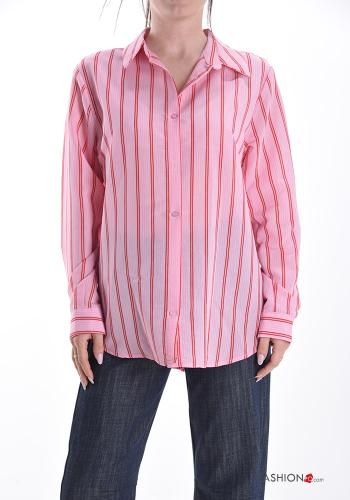 Chemise en Coton Imprimé à rayures à boutons