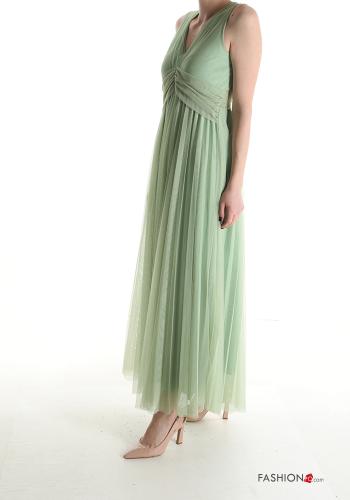 Abito lungo tulle senza maniche scollo a V - ph 3
