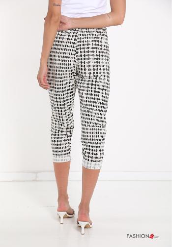 Trousers in Cotton  with pockets with ribbon Geometric Pattern - ph 2