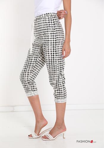 Trousers in Cotton  with pockets with ribbon Geometric Pattern - ph 3