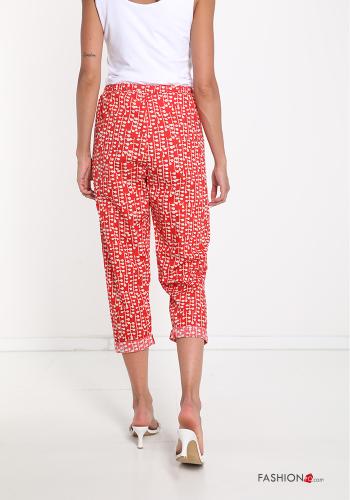 Trousers in Cotton  with pockets with ribbon Geometric Pattern - ph 2