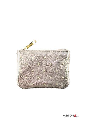 Portamonete in Vera pelle con zip con borchie - ph 1