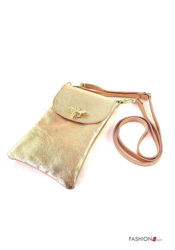 Custodia in Vera pelle metallizzato con tracolla - ph 1