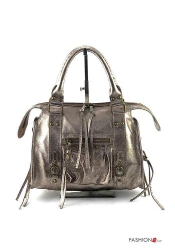 metallisiert Tasche aus Echtes Leder mit Reißverschluss mit Nieten