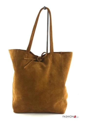 Suede Genuine Leather Shopper (Tote) with bow