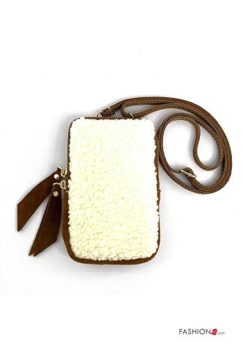 Cartera de Cuero Genuino con cremallera con bandolera