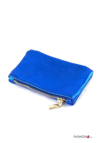 Porta-moedas em Couro Genuíno metalizado com fecho - ph 1
