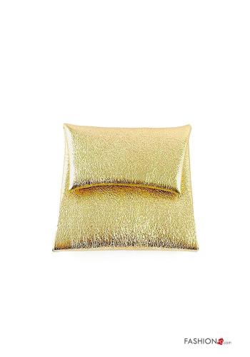 Porta-moedas em Couro Genuíno metalizado com botões