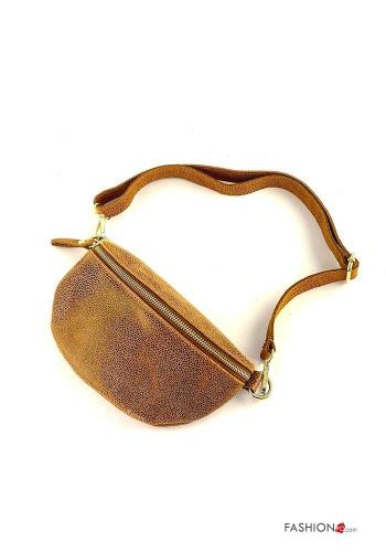 Genuine Leather Pouch bag with zip with shoulder strap