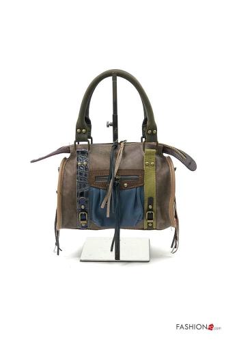 Bolso de Cuero Genuino Estampado mixto con cremallera con tachuelas - ph 1