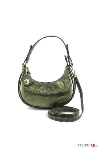 metallic Genuine Leather Bag with zip with shoulder strap - ph 1