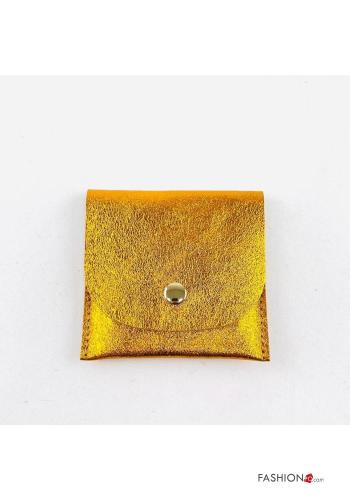 Portamonete in Vera pelle metallizzato con bottoni