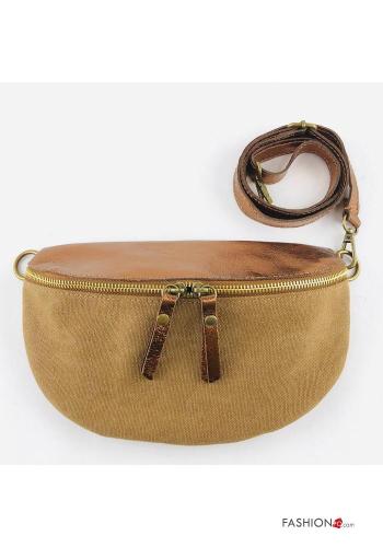 Genuine Leather Pouch bag with zip with shoulder strap