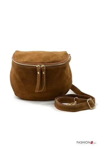Marsupio in Vera pelle camoscio con zip con tracolla - ph 1