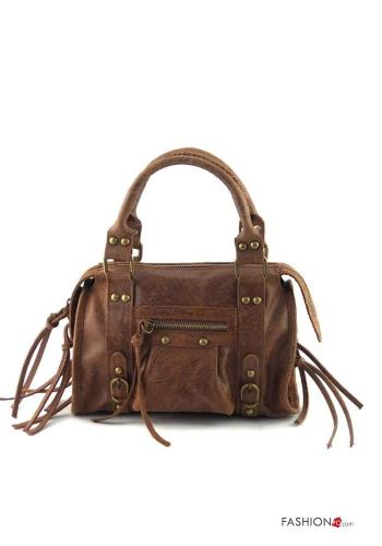 Sac porté épaule en Cuir Véritable avec poches avec bandoulière avec fermeture éclair - ph 1