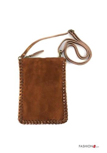 Bolsa de hombro de Cuero Genuino Gamuza con bandolera - ph 1