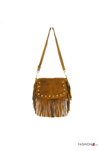 Borsa in Vera pelle camoscio con frange con tracolla