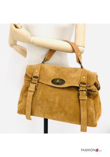 Bolsa de mano de Cuero Genuino Gamuza con hebilla