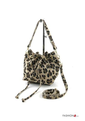 Bolso de Cuero Genuino Estampado animal con bandolera
