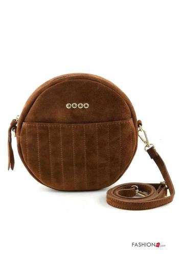 Borsa in Vera pelle camoscio con zip con tracolla - ph 1