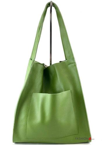Genuine Leather Shopper (Tote) with pockets - ph 1