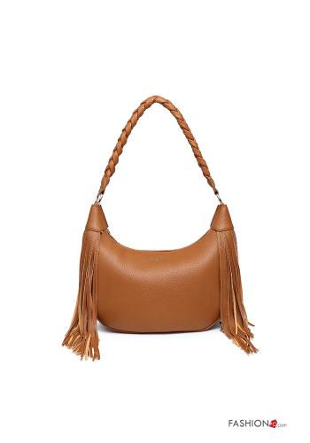 faux leather Shoulder bag with zip with fringe