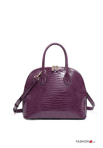 Borsa a mano Stampa effetto coccodrillo con zip con tracolla - ph 1