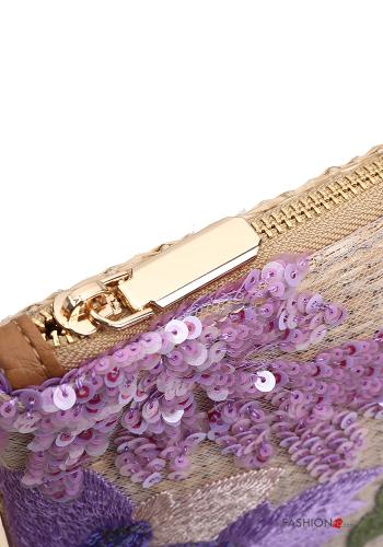 Besticktes Muster Clutch mit Pailletten mit Schultergurt mit Reißverschluss - ph 5