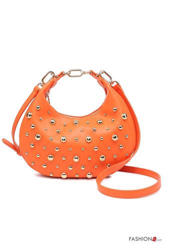 Borsa a mano ecopelle con borchie con zip con tracolla - ph 1
