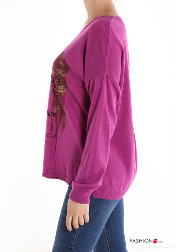 Maglione Fantasia stampata scollo a V - ph 3