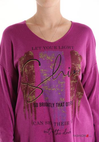 Maglione Fantasia stampata scollo a V - ph 4