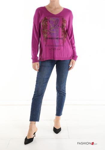 Maglione Fantasia stampata scollo a V - ph 5