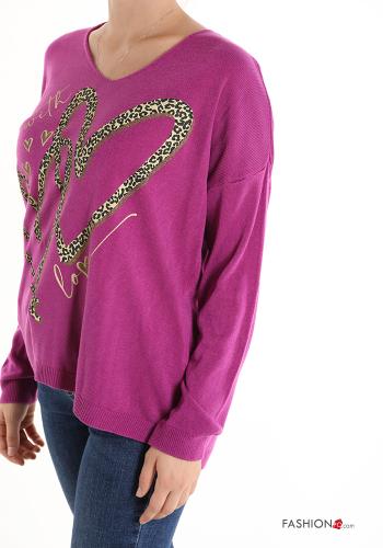 Herzmuster Strickpullover mit V-Ausschnitt - ph 3
