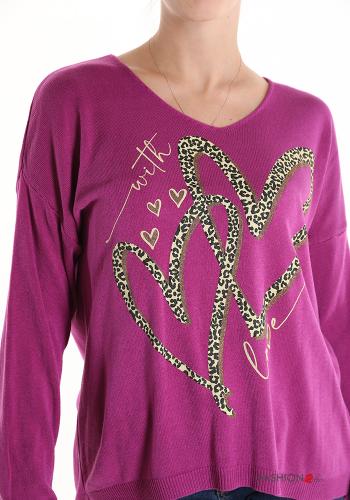 Herzmuster Strickpullover mit V-Ausschnitt - ph 4