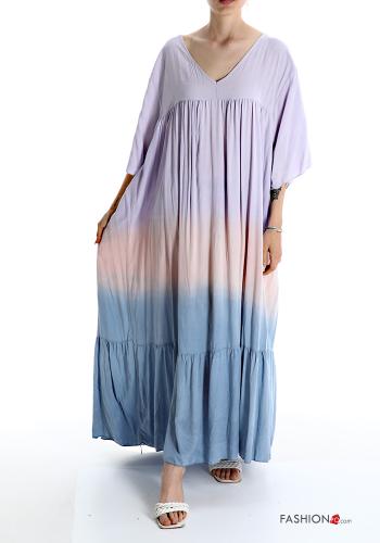 Vestido Estampado colorido con volantes con cuello en v - ph 1