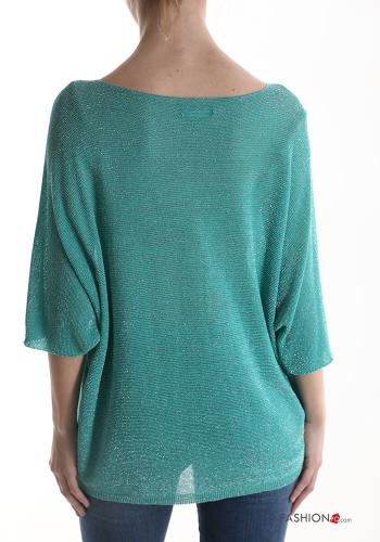 Maglione lurex scollo a V maniche a tre quarti - ph 2