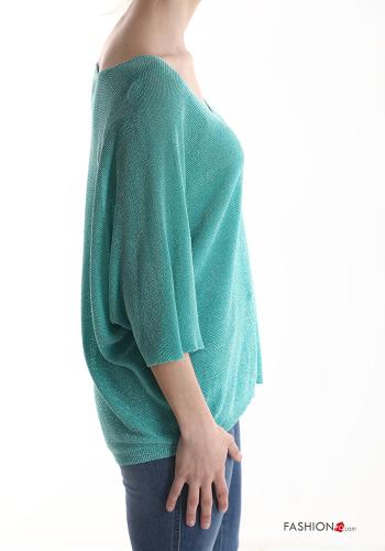 Maglione lurex scollo a V maniche a tre quarti - ph 3