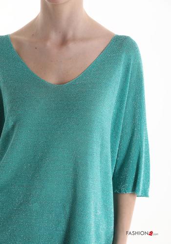 Maglione lurex scollo a V maniche a tre quarti - ph 4