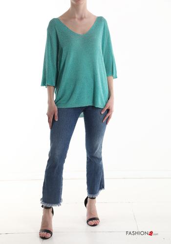 Maglione lurex scollo a V maniche a tre quarti - ph 5
