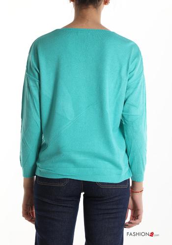 Maglione metallizzato Fantasia stampata scollo a V - ph 2