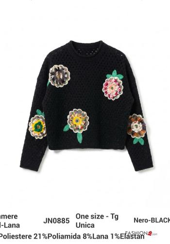 Jersey de Mezcla de Lana Estampado Floral - ph 1