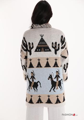 Cardigan in Misto Lana  con frange Fantasia oggetti - ph 2