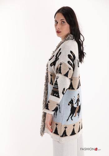 Cardigan in Misto Lana  con frange Fantasia oggetti - ph 3