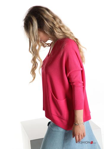 Maglione  con tasche scollo a V - ph 3
