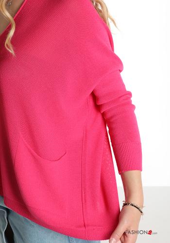 Maglione  con tasche scollo a V - ph 4