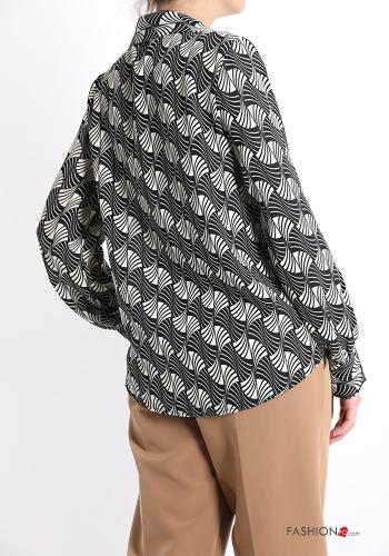 Geometrisches Muster V-Ausschnitt Bluse - ph 2