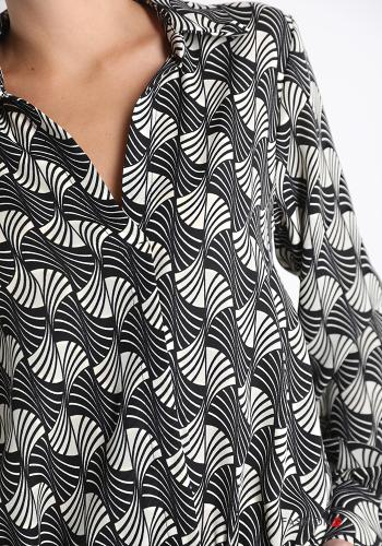 Geometrisches Muster V-Ausschnitt Bluse - ph 4