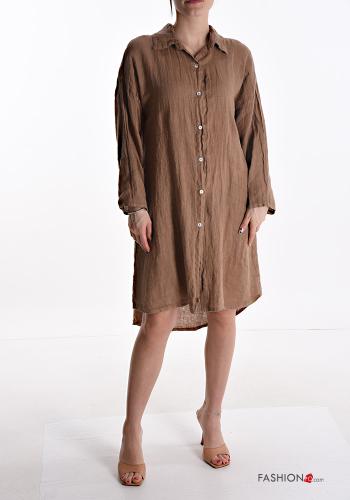 Vestido camisero de Lino por la rodilla - ph 1