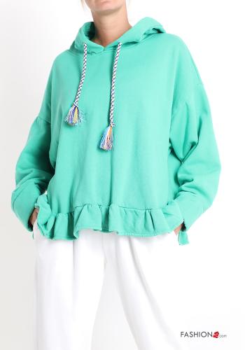 Sweatshirt em Algodão com folhos com capuz - ph 1